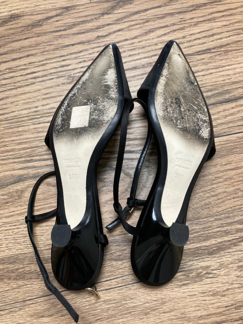 KHAITE Black Satin Slingback Pumps Women's US 8 EU 38.5 Made in Italy - Picture 5 of 11